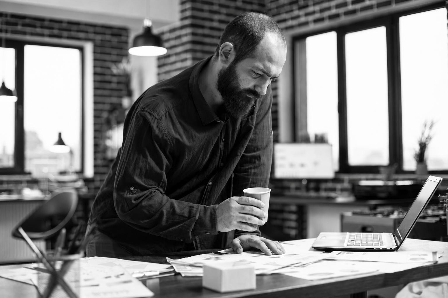 A startup founder reviewing MVP cost estimates and budget planning documents