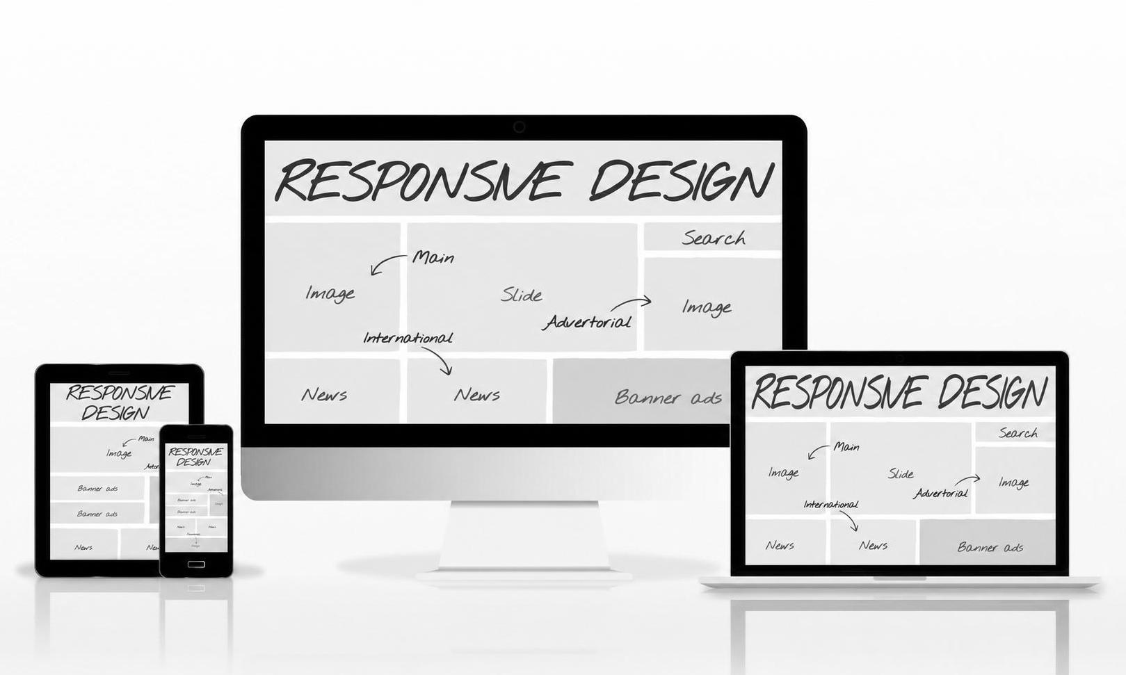 Wireframes and high-fidelity app screens displayed on a design workstation